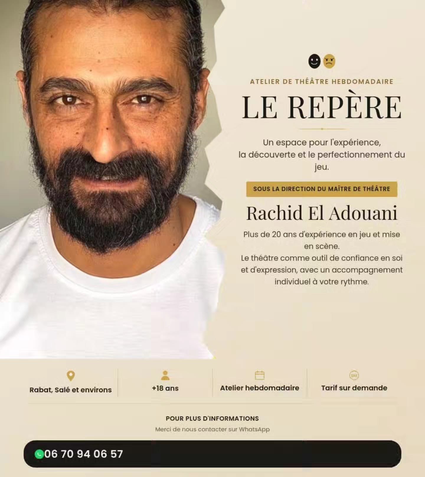 Le Repère — atelier de théâtre hebdomadaire à Rabat-Salé